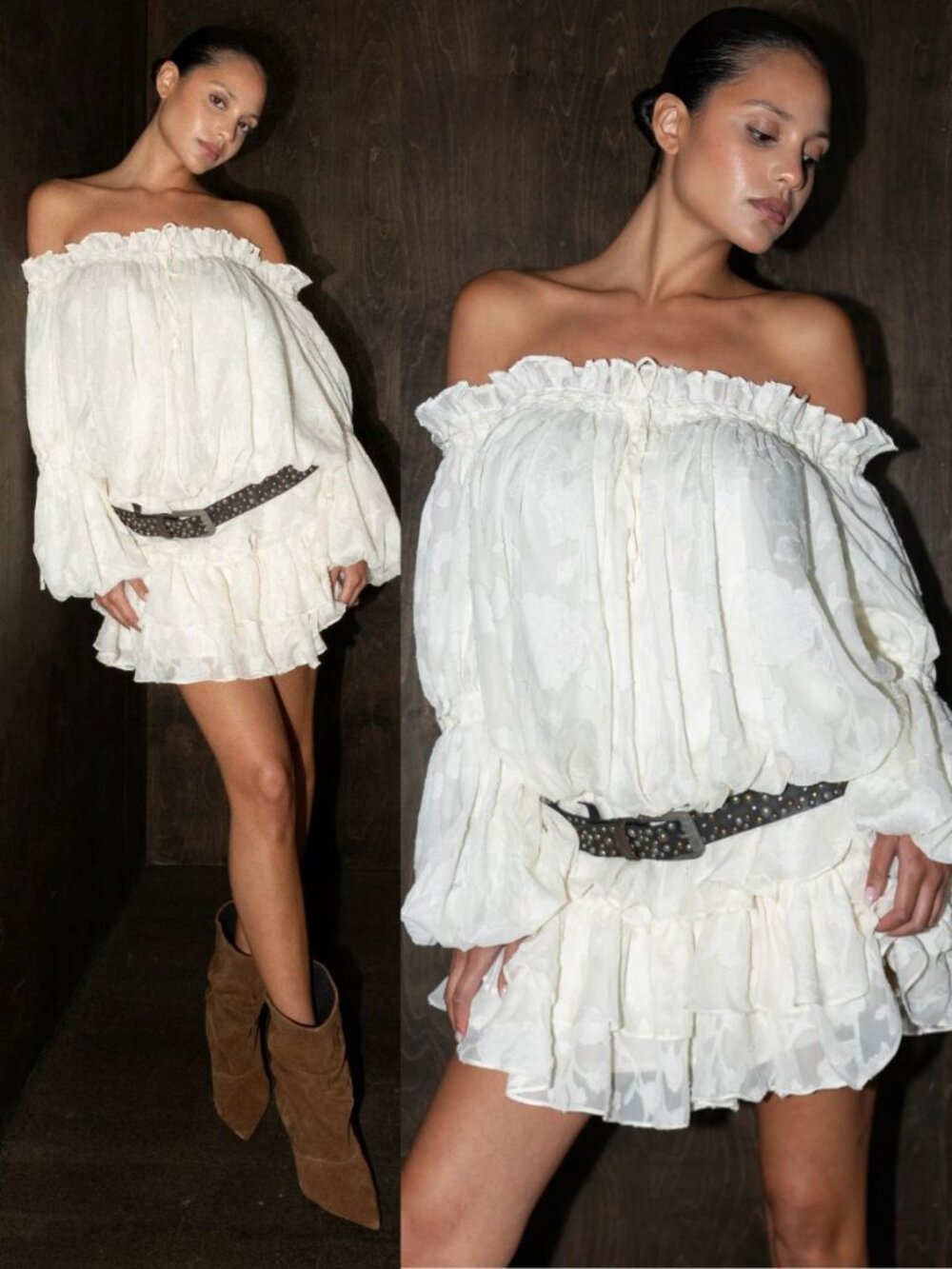 The Bekk Elora Dress Ivory‎ Lace Floral Off Shoulder Mini NWT Size XS/S - Picture 4 of 13